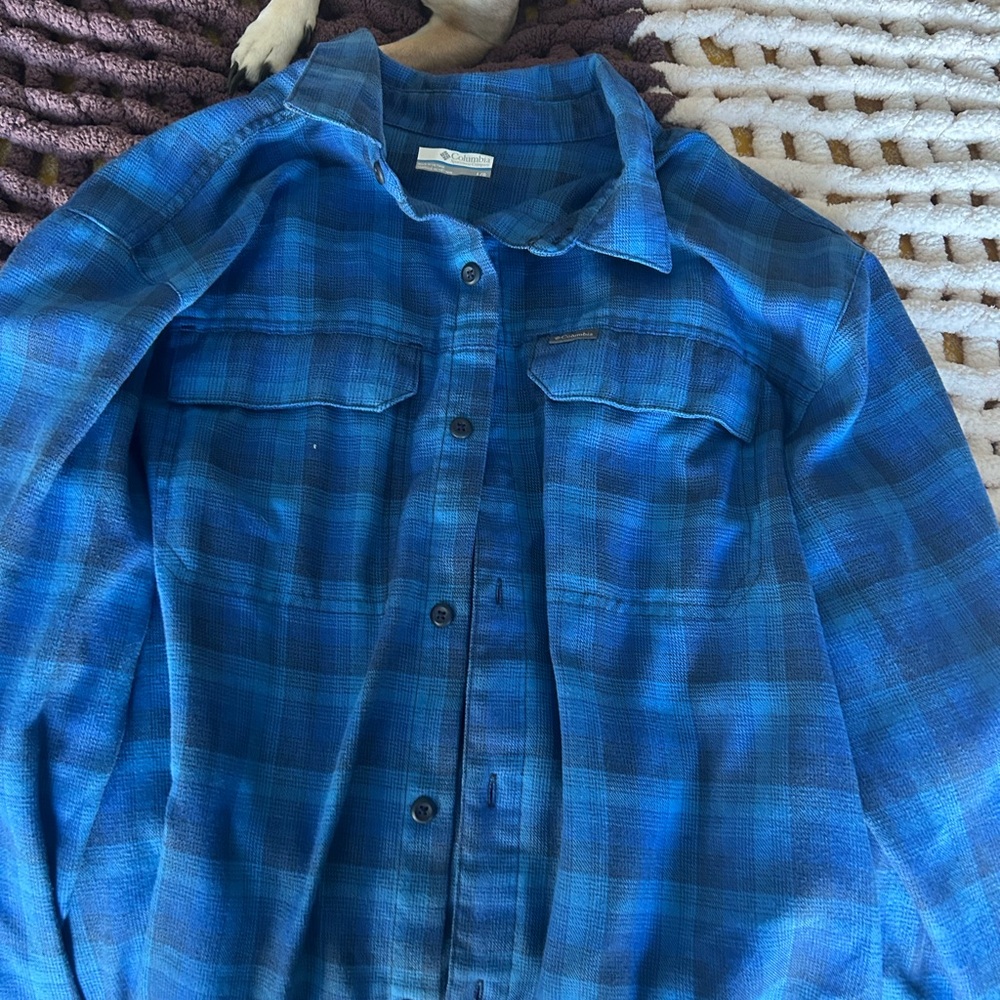 Blue Plaid Button-Up Shirt